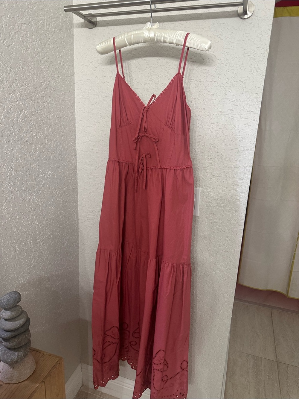 Moon River Dusty Rose Tie-Front Maxi Dress